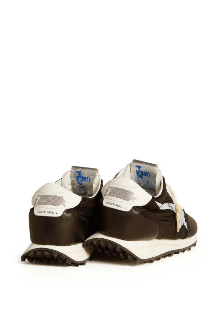 Golden Goose Brown Leather And Textile Sneakers
