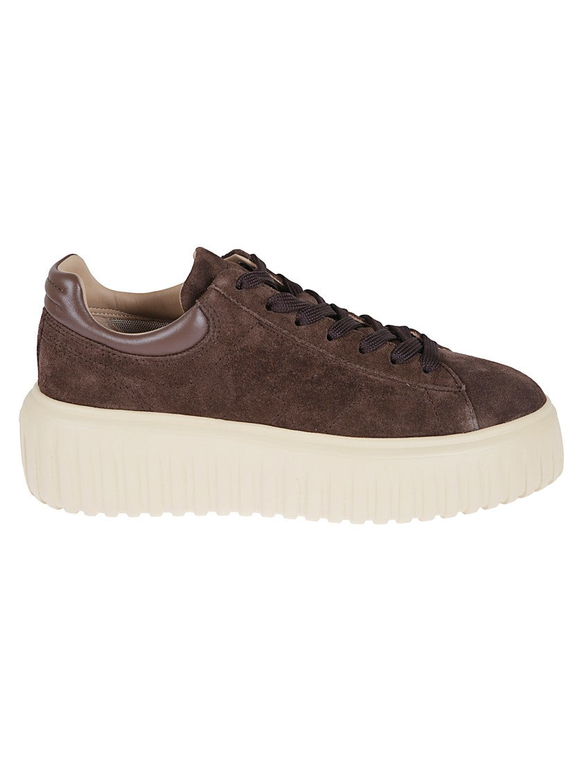 Hogan Low-Top Brown Suede Sneakers With Memory Foam Comfort
