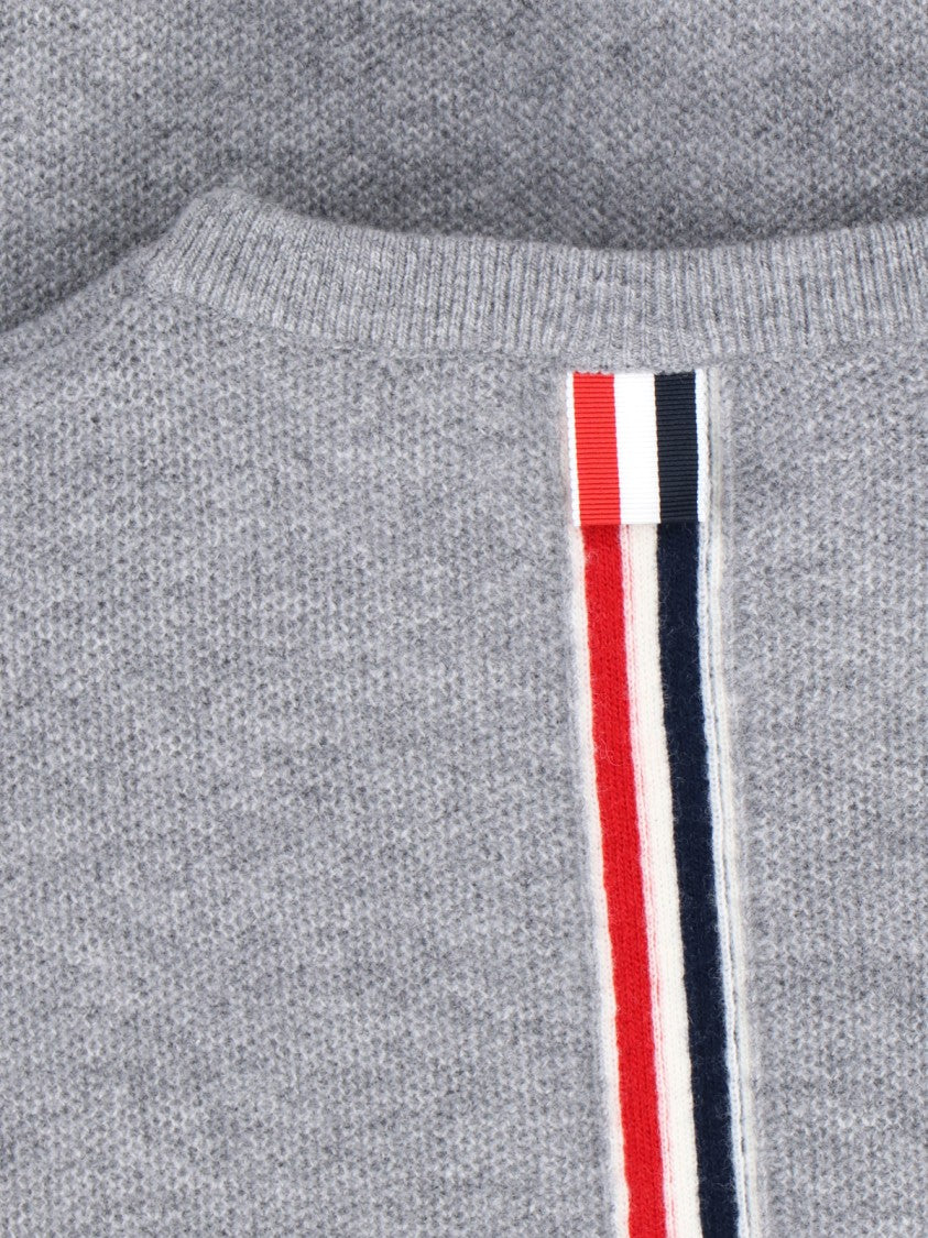 Thom Browne Tricolor Detail Crewneck Sweater – Grey