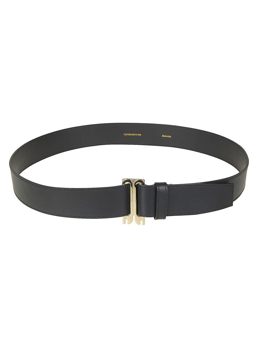 Victoria Beckham Geometric Black Leather Belt