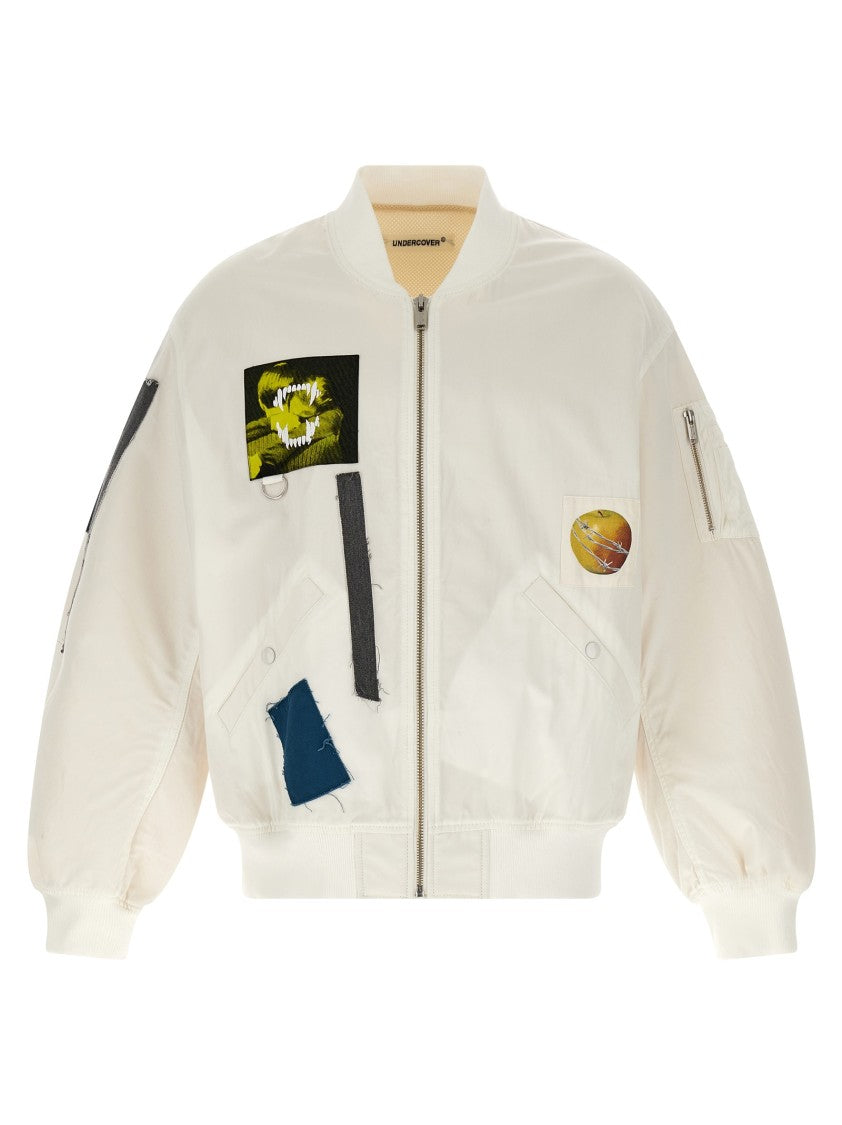 Undercover Patchwork Cotton Bomber Jacket With Ribbed Cuffs