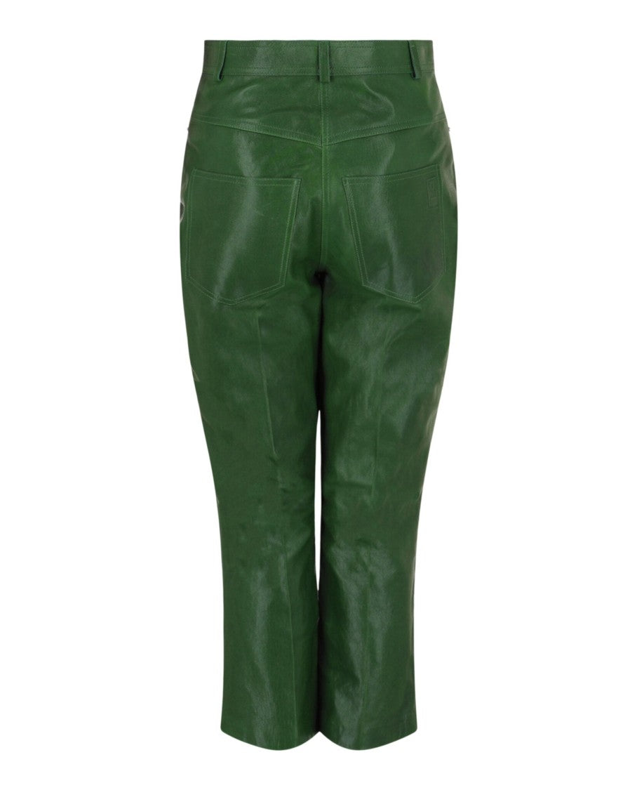 Ferragamo Cropped Leather Straight-Leg Pants
