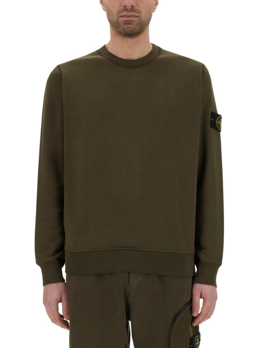 Stone Island Relaxed Fit Green Cotton Sweatshirt