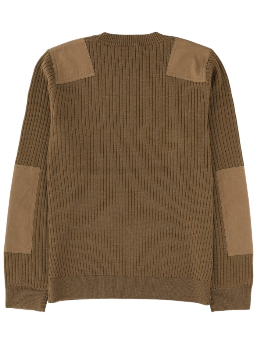 A.P.C. Ribbed Wool Knit Sweater With Suede Accents