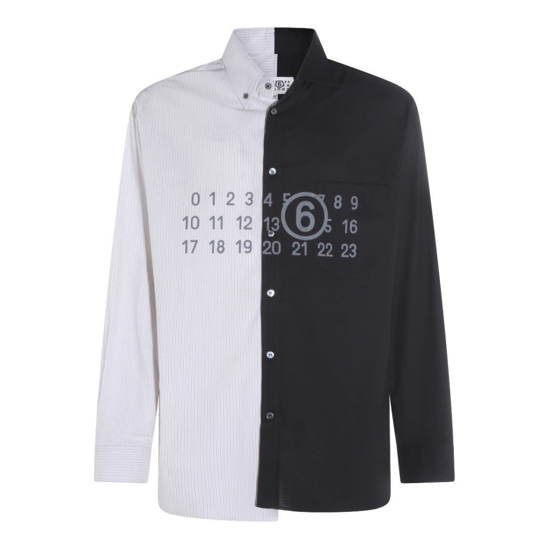 Mm6 By Maison Margiela Half-And-Half Design Shirt With Numeric Motif