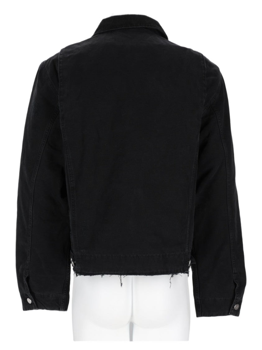 Represent Boxy Cropped Black Cotton Jacket