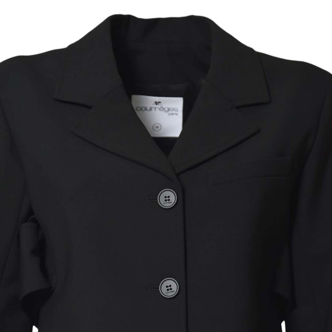 Courrèges Belted Tailored Jacket In Black Wool Blend