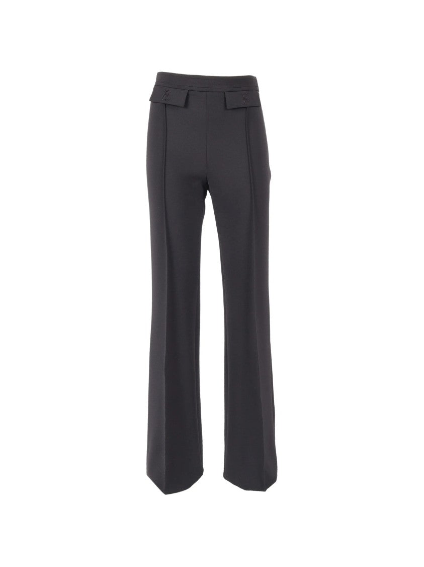 Elisabetta Franchi High-Waist Black Structured Wide-Leg Pants