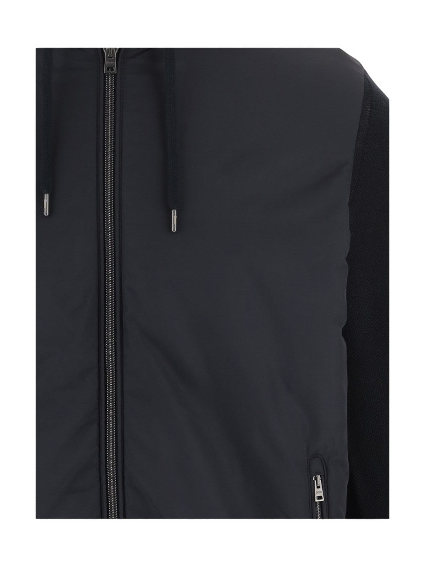 Herno Dark Navy Cotton Nylon Hooded Jacket