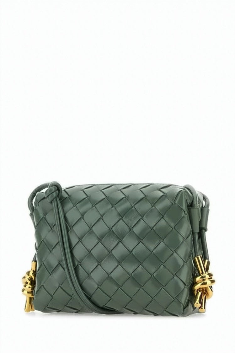 Bottega Veneta Woven Calf Leather Crossbody Bag With Gold-Tone Accents
