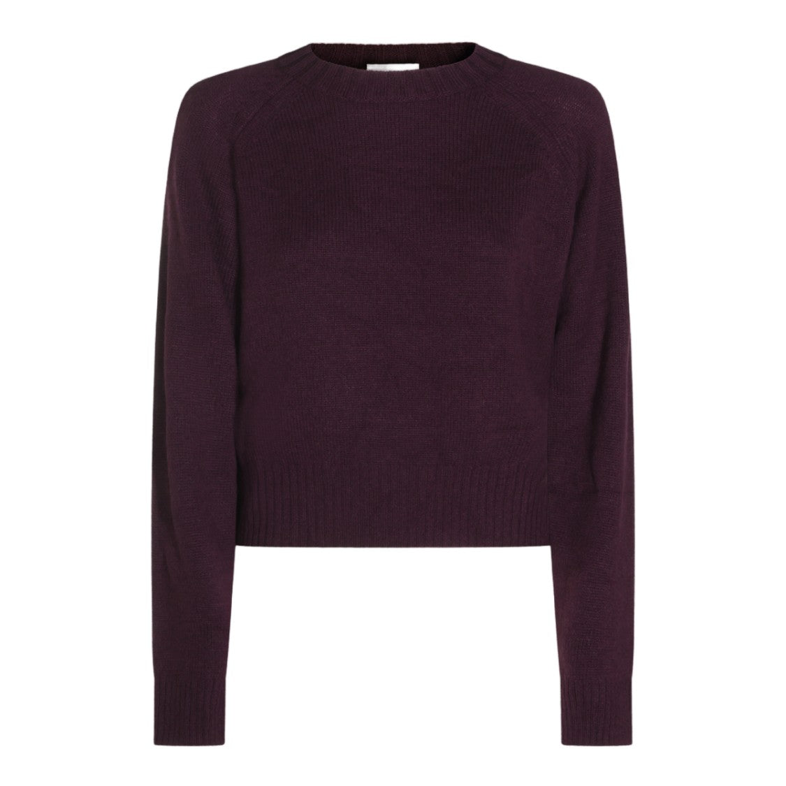 Allude Deep Plum Ribbed Knit Sweater