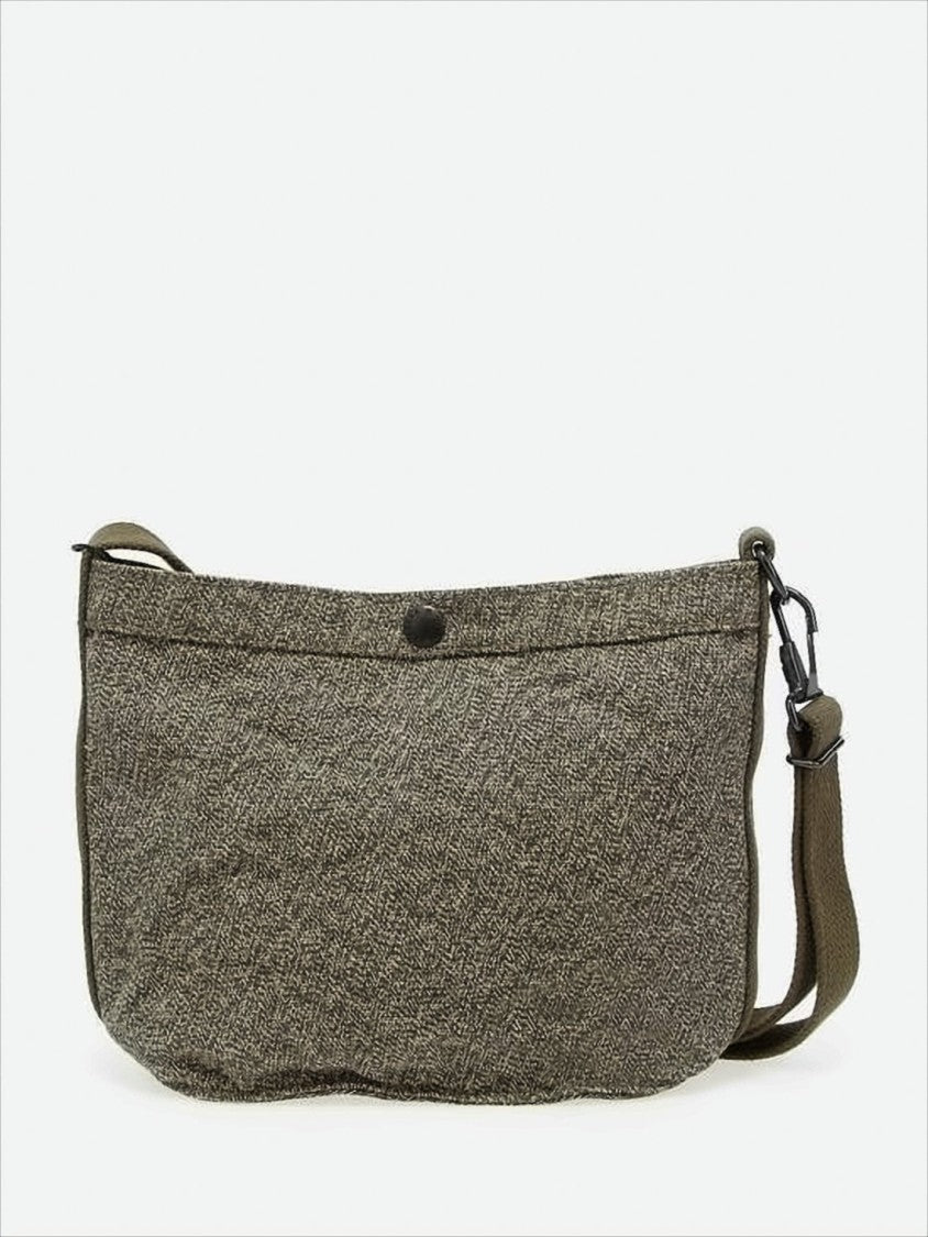 Nigel Cabourn Textured Cotton Crossbody Bag With Herringbone Pattern