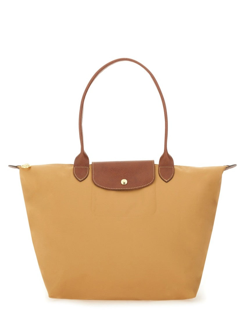 Longchamp Trapezoidal Tote Bag With Zip Closure And Flap Snap