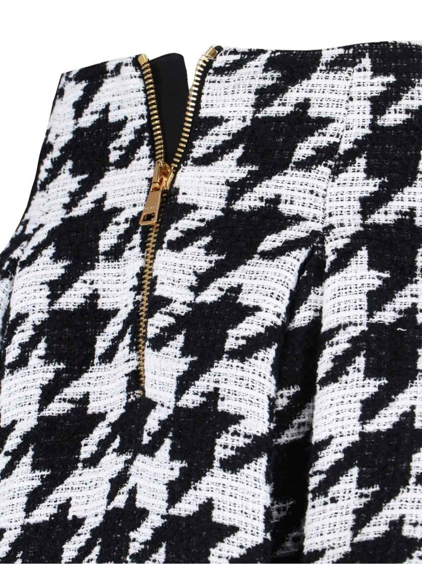 Balmain Houndstooth Mini Skirt Black