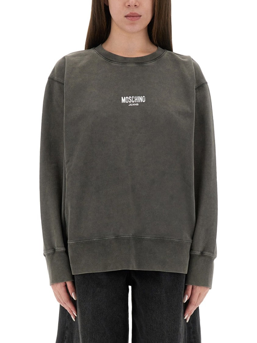 Moschino Relaxed Fit Cotton Sweatshirt With Front Logo
