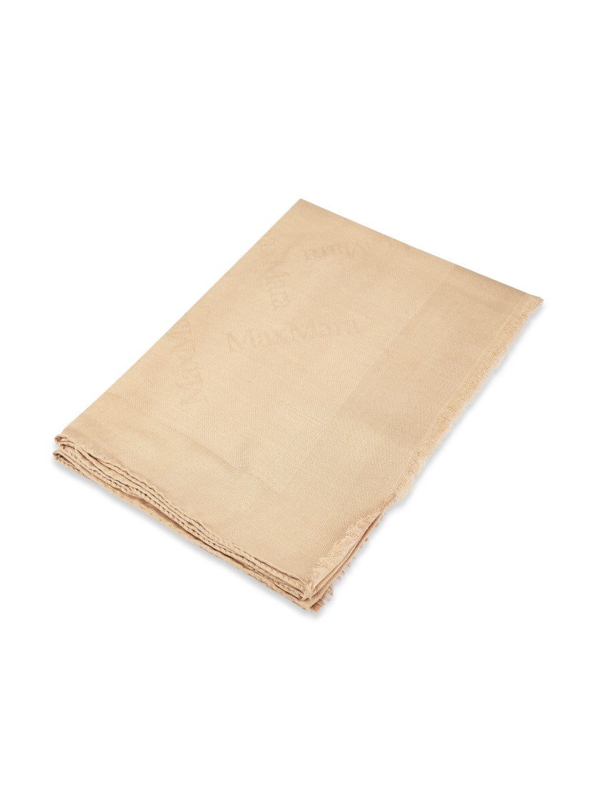 Max Mara Rectangular Wool-Silk Stola-Foulard In Warm Camel Tone