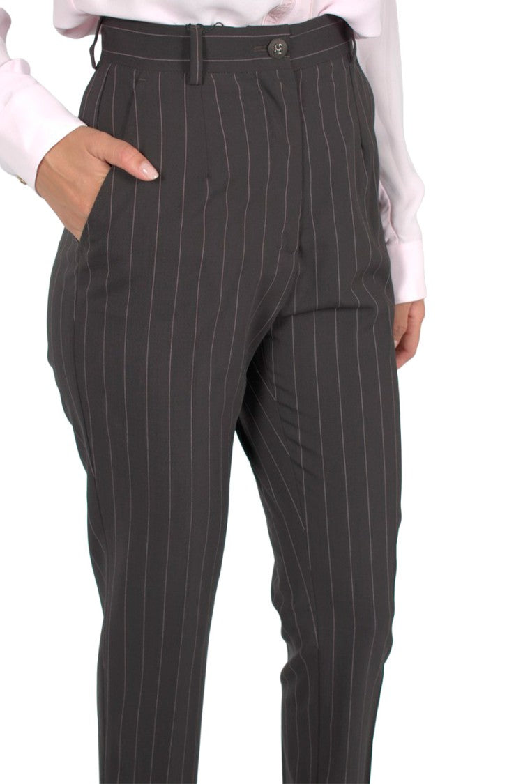 Dolce & Gabbana Charcoal Pinstripe Tapered Wool-Blend Pants