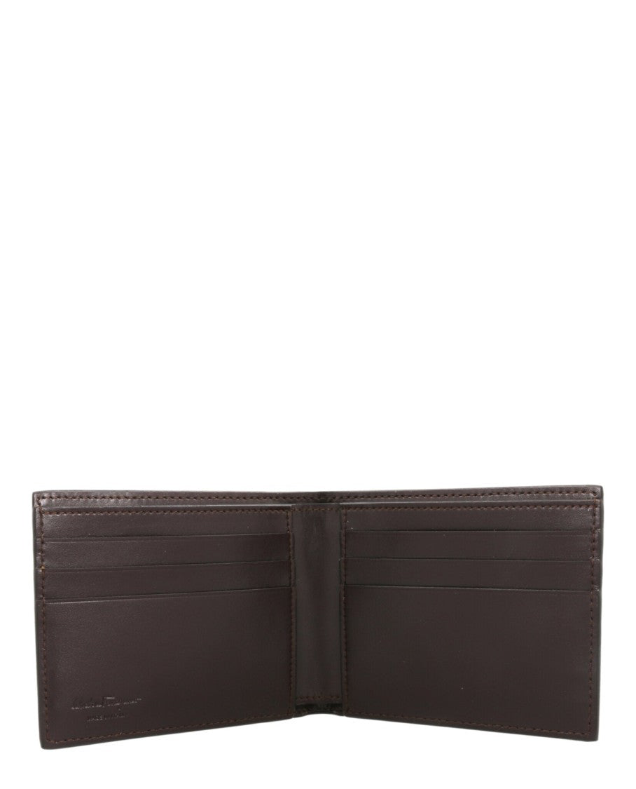 Ferragamo Calfskin Leather Crosta Bifold Wallet With Silver-Tone Hardware