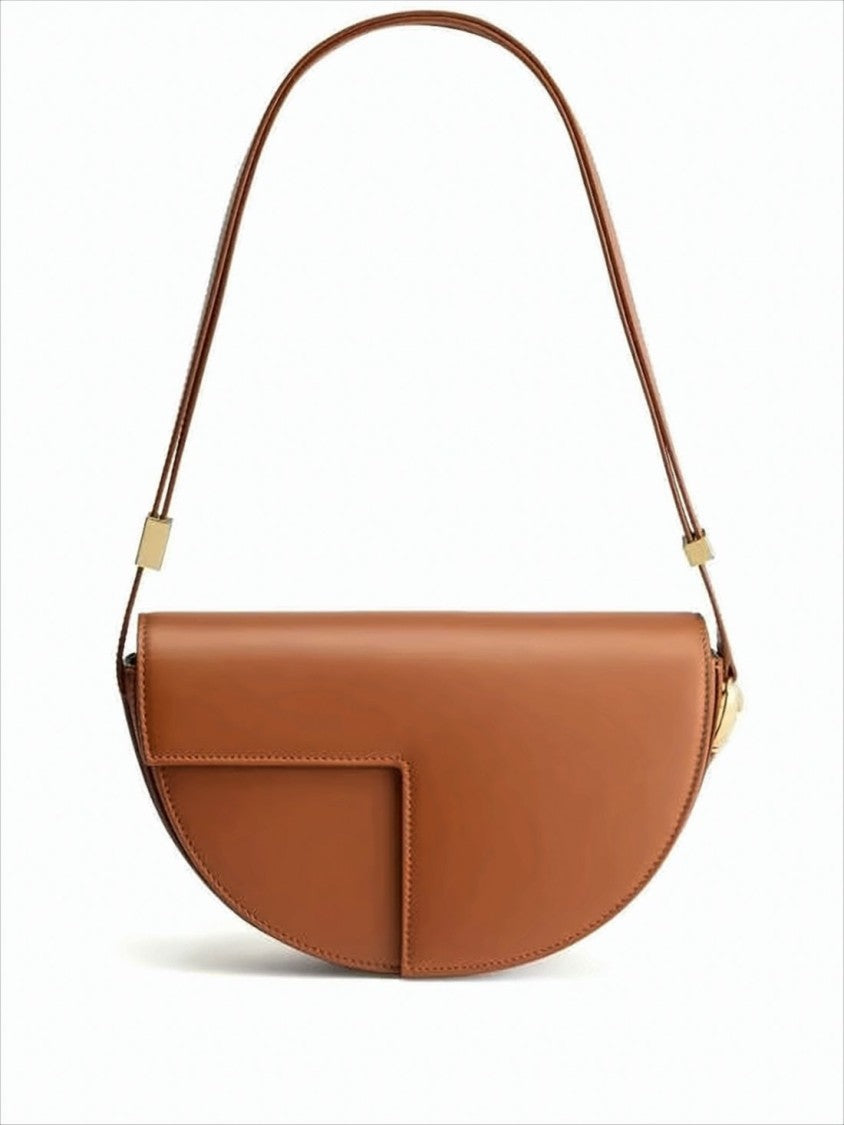 Patou Semi-Circular Shoulder Bag With Geometric Flap