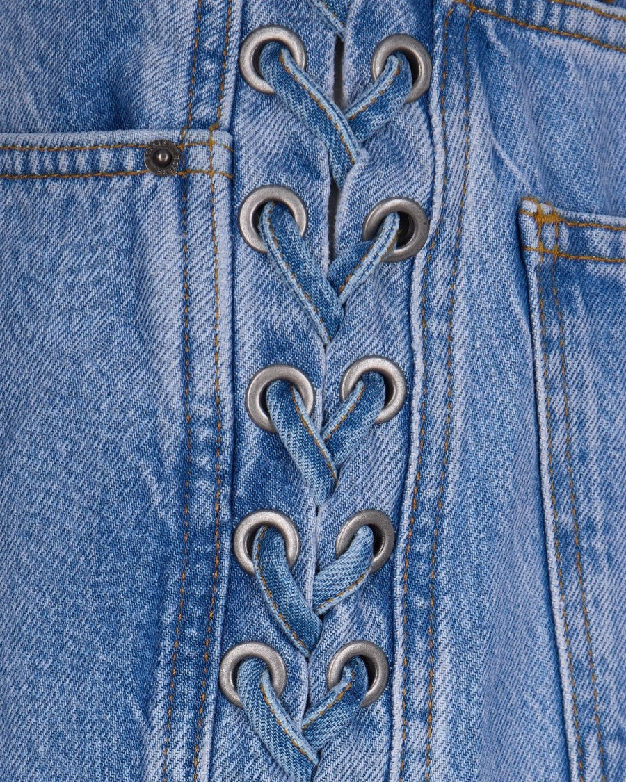 Rotate Hydrangea Twisted Lacing Jeans