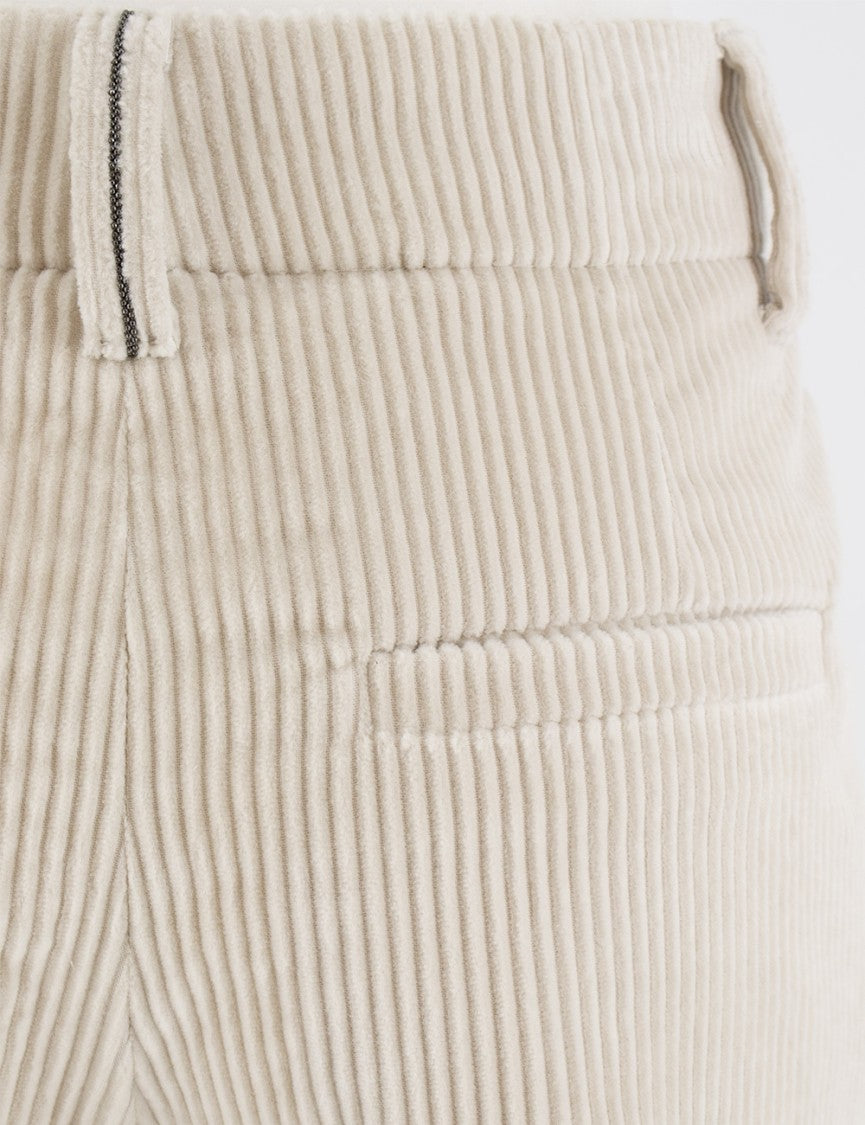 Brunello Cucinelli Ribbed Velvet Trousers With Sparkling Bead Embroidery