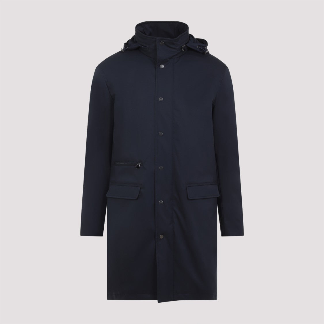 Kiton Blue Polyester Coat