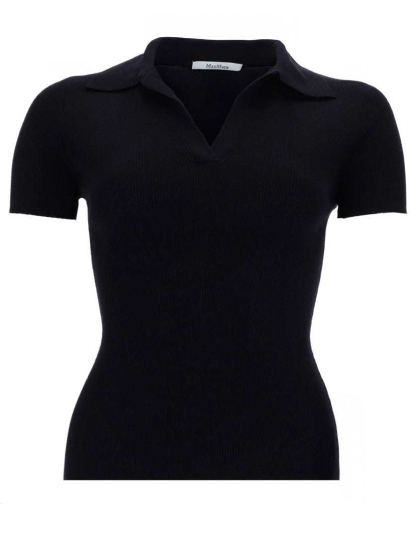 Max Mara Collared Fitted Virgin Wool Top