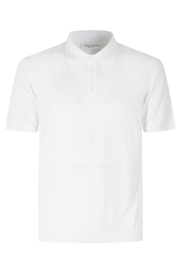 Roberto Collina White Basic Ribbed Trim Cotton Polo Shirt