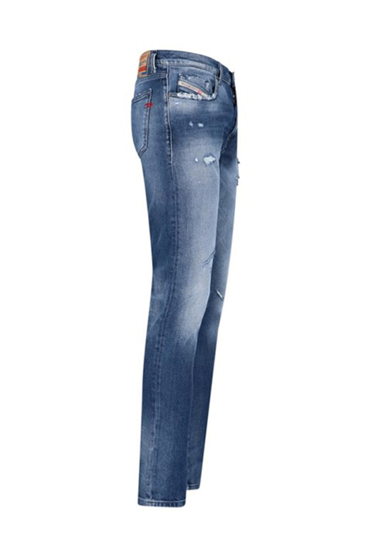 Diesel Distressed Multicolor Straight-Leg Denim Jeans