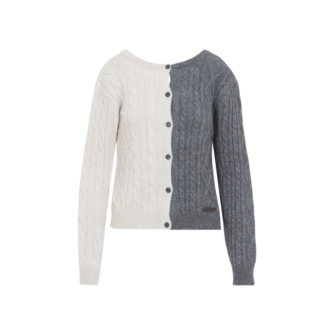 Moschino Two-Tone Cable Knit Sweater With Button-Down Front