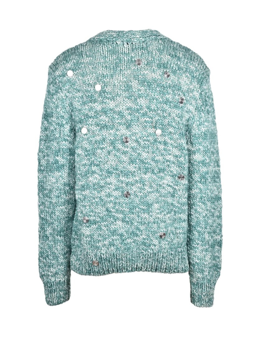 Namacheko Green Marled Metal Accents Merino Wool Long Cardigan