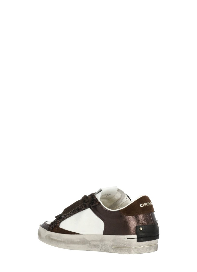 Crime London Brown Sk8 Deluxe Suede Inserts Leather Sneakers