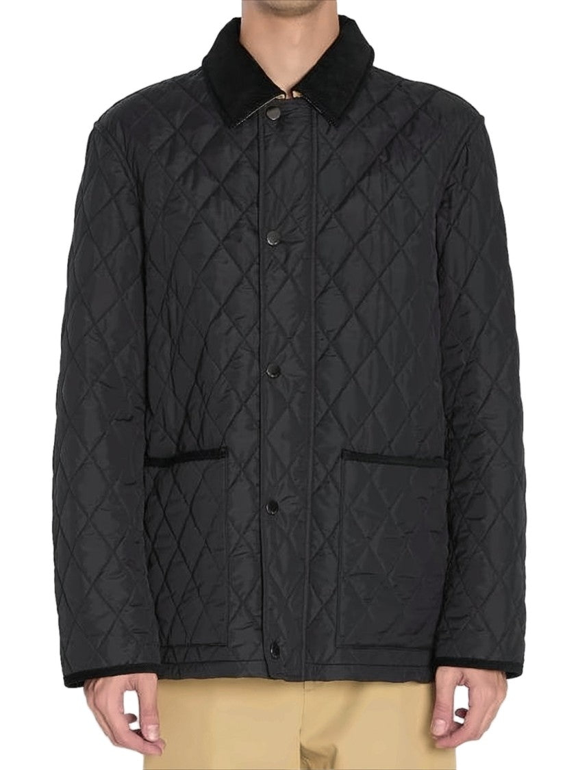 Burberry Diamond-Pattern Quilted Jacket With Contrasting Collar