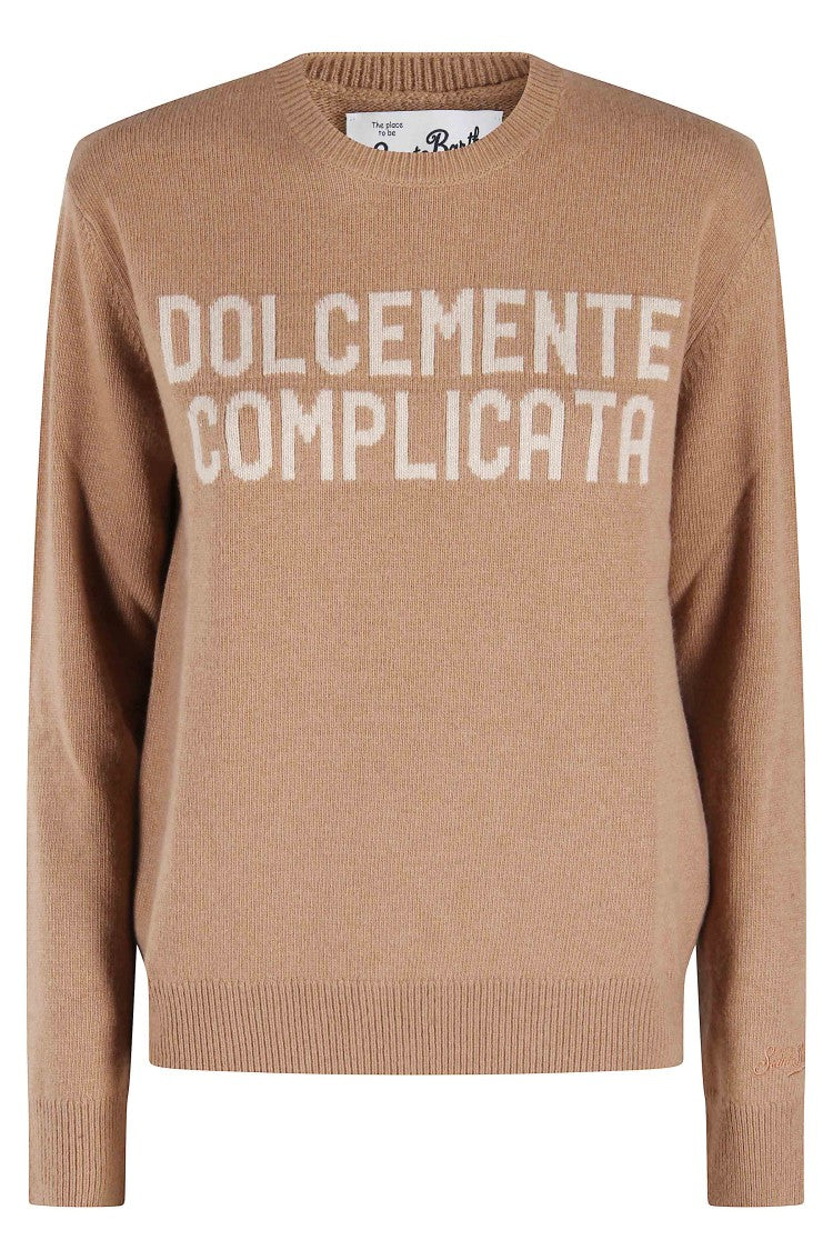 Mc2 Saint Barth Camel Knit Crewneck Sweater