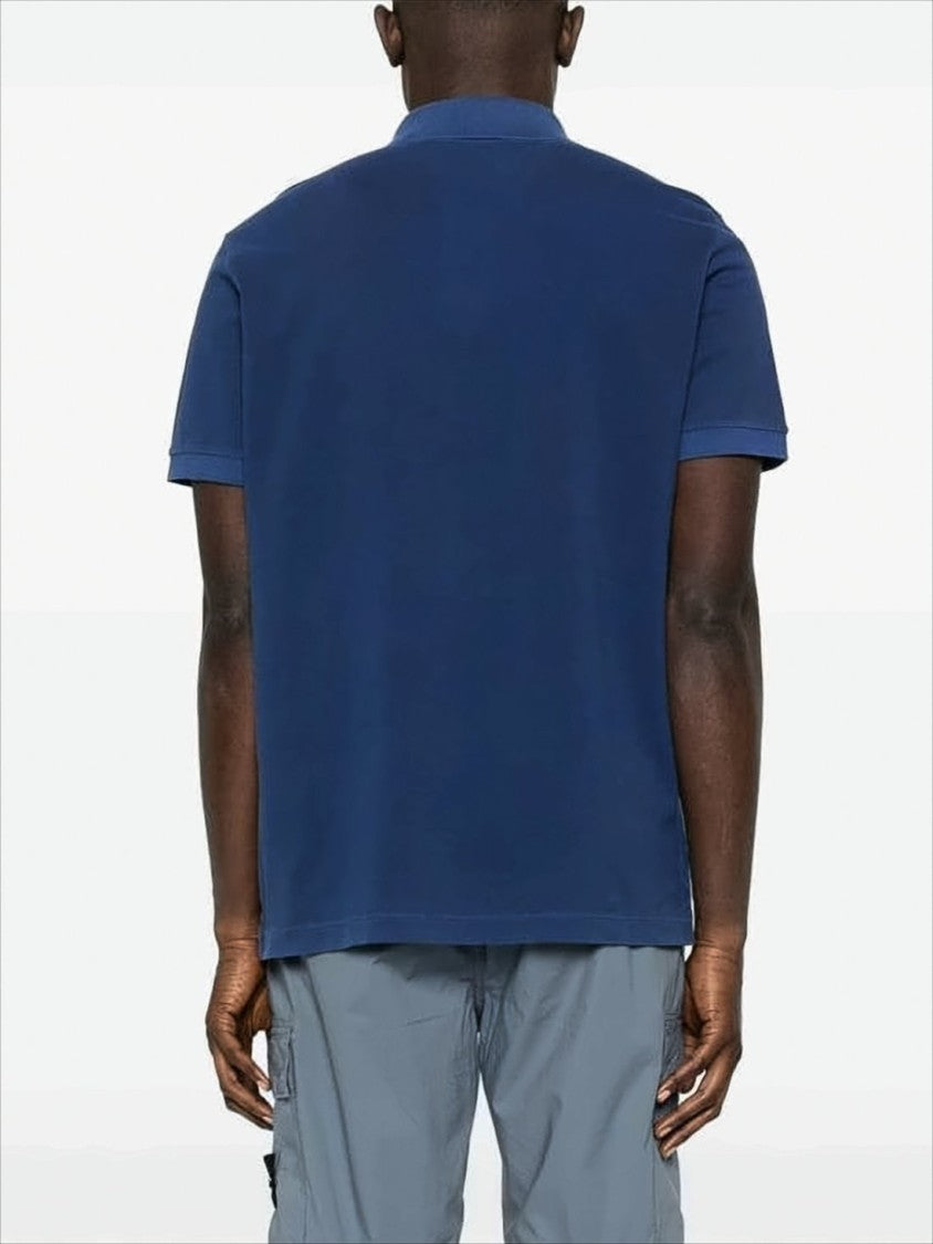 Stone Island Short-Sleeve Polo Shirt With Matching Collar And Embroidered Logo