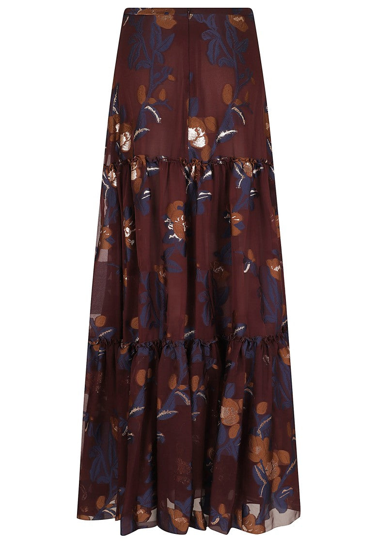 Etro Tiered Floral Maxi Skirt In Lightweight Silk Blend
