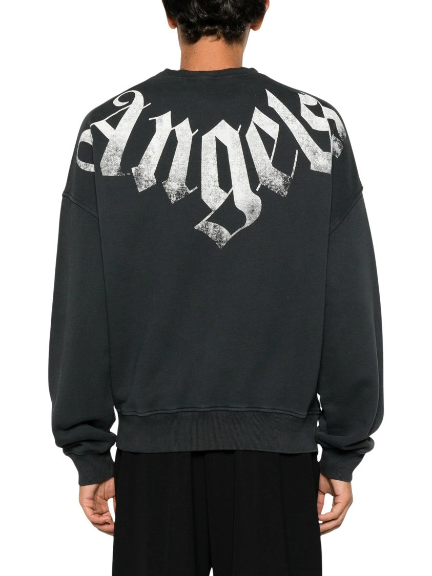 Palm Angels Big Neck Black Logo Oversized Sweatshirt