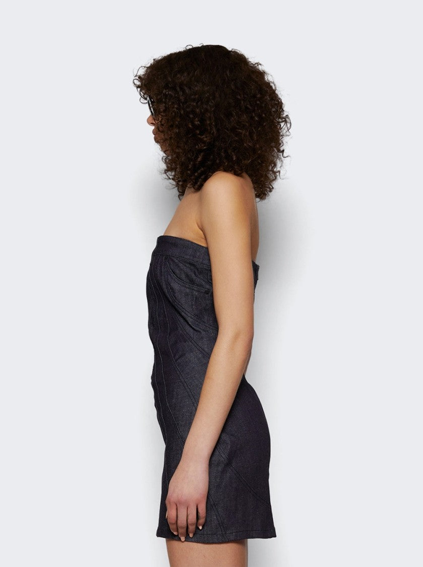 Mugler Spiral Bustier Dress Raw Blue