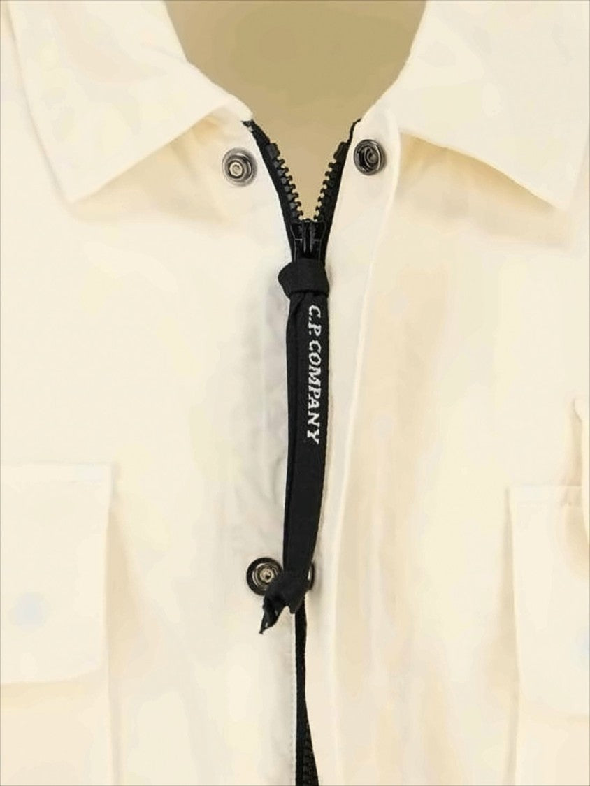 C.P. Company Cropped Cotton Jacket With Classic Collar And Signature Logo Patch