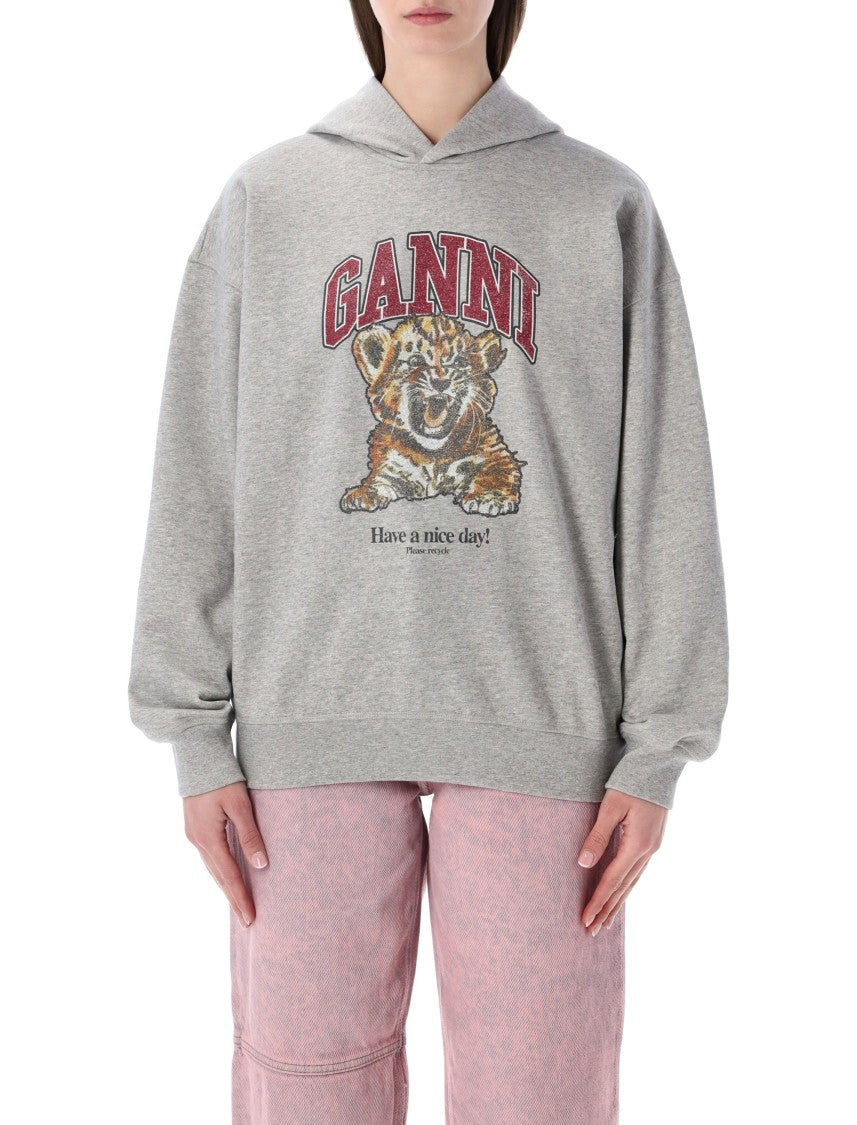Ganni Tiger Graphic Organic Cotton Hoodie