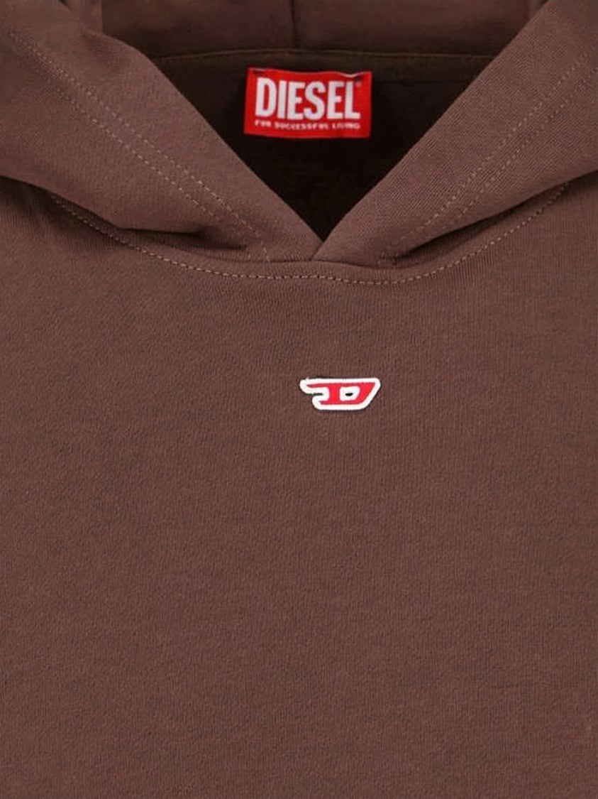 Diesel Boxy Silhouette Brown Hoodie With Kangaroo Pocket