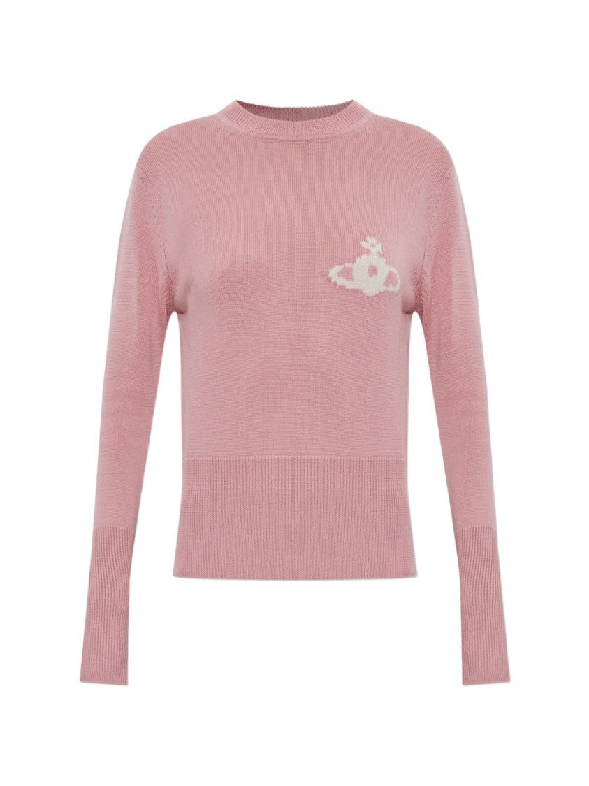 Vivienne Westwood Fitted Pink Knit Sweater With Ribbed Details