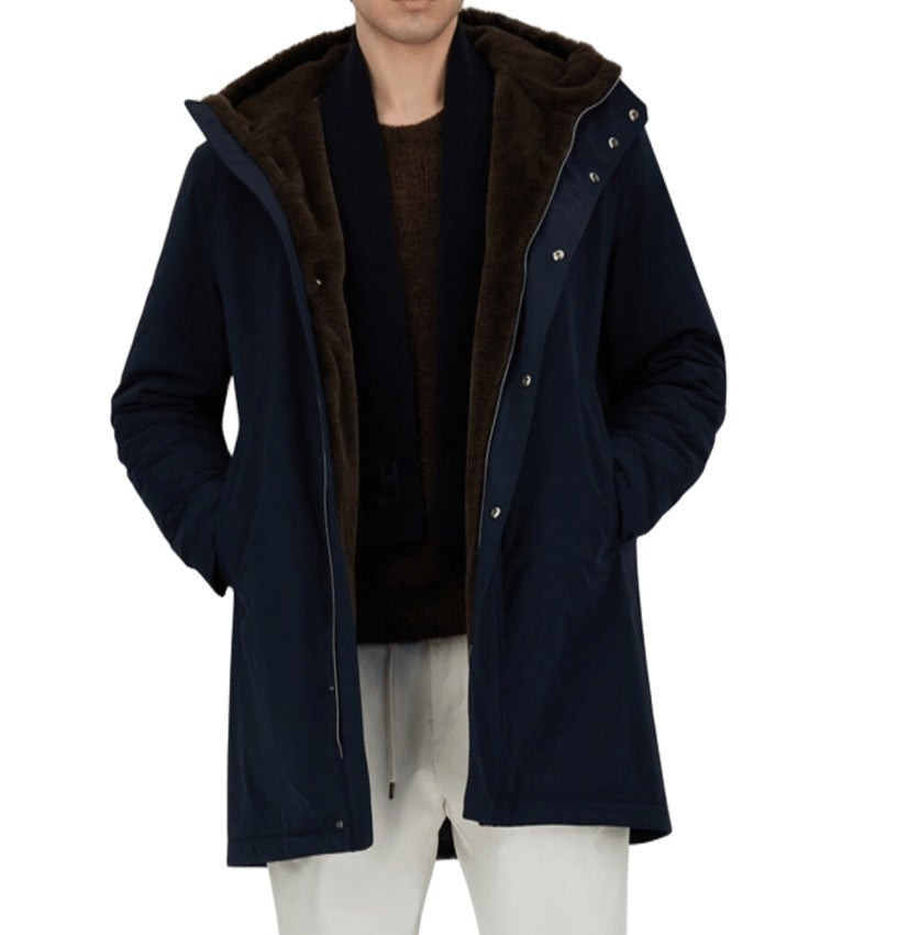Herno Long Water-Repellent Parka With Faux Fur Hood