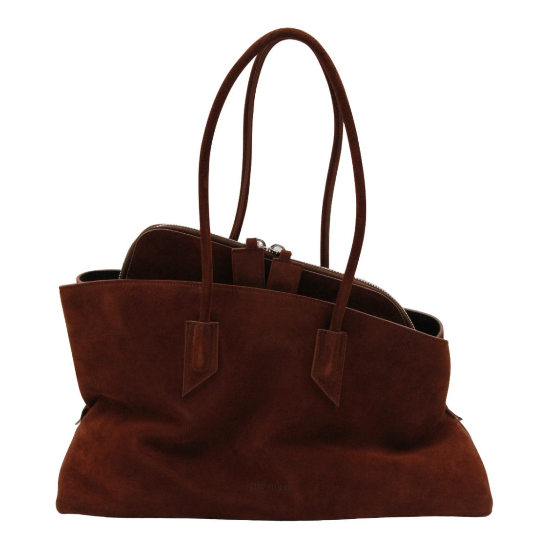 The Attico Soft-Structured Brown Suede Tote Bag