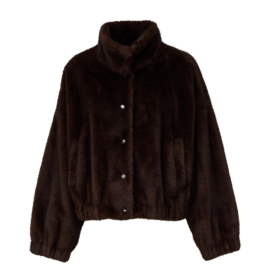 Max Mara Faux-Fur Boxy Cropped High-Collar Jacket