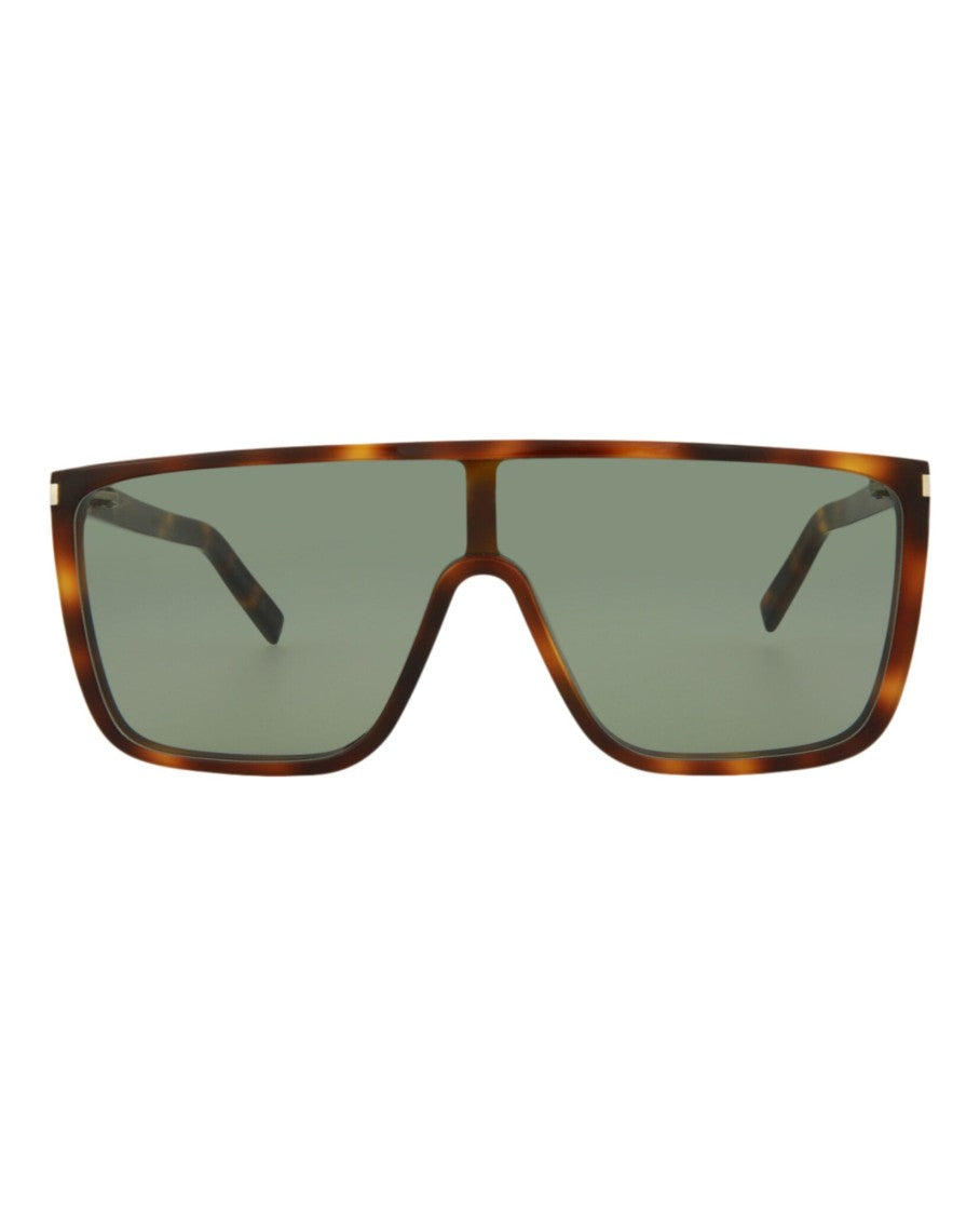 Saint Laurent Shield-Frame Acetate Sunglasses With Tortoiseshell Pattern