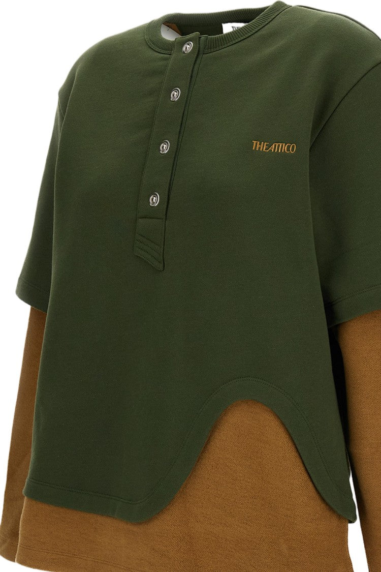 The Attico Layered Design Sweatshirt With Mandarin Collar And Scoop Detail