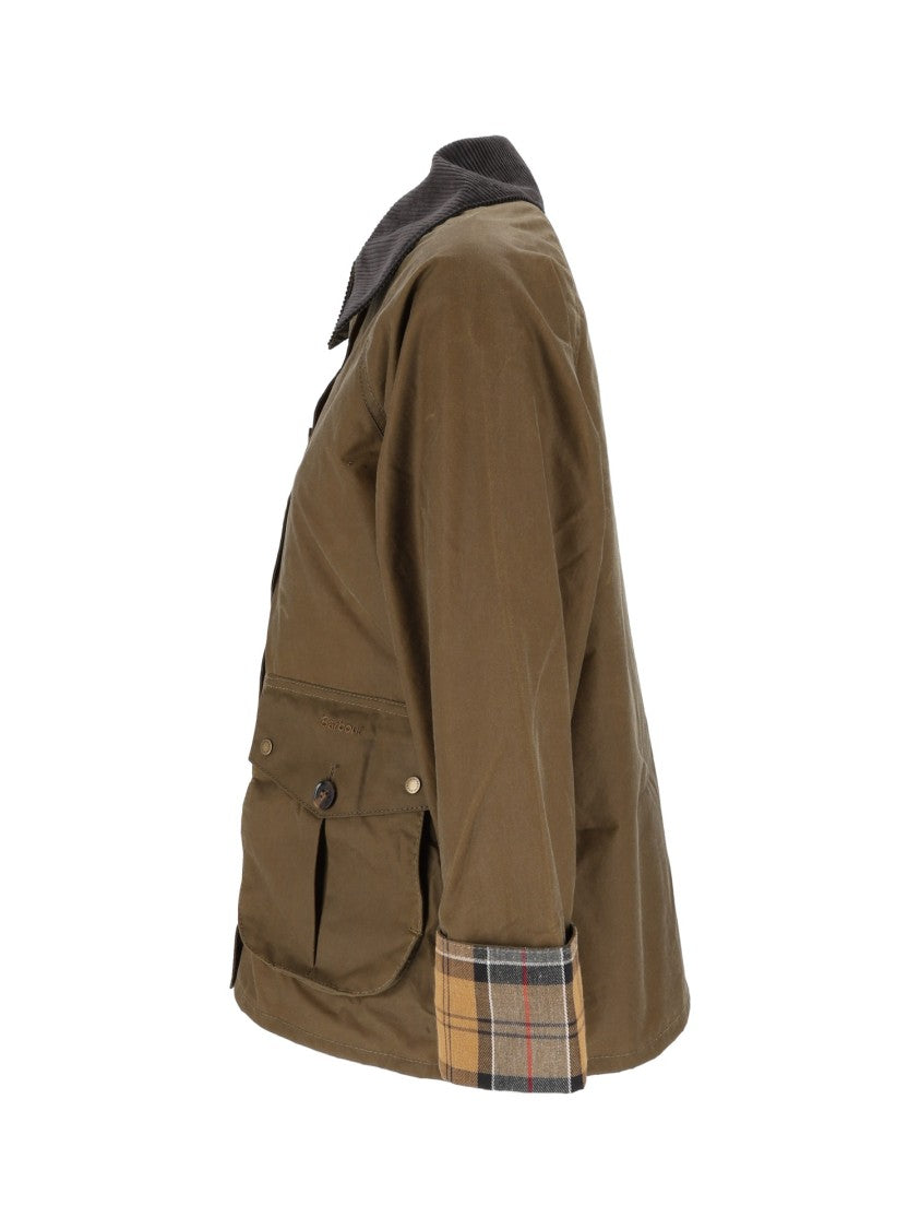 Barbour Brown Marena Waxed Cotton Corduroy Collar Boxy Jacket