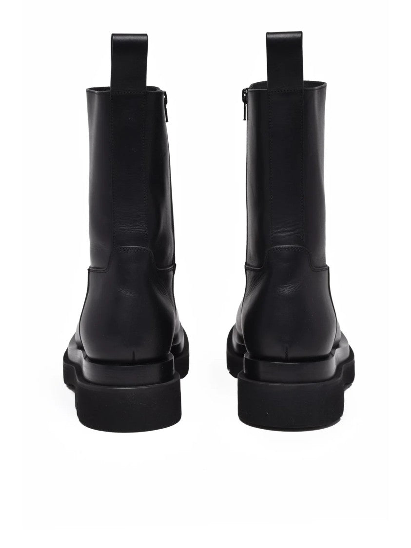 Bottega Veneta Black Military Calf High-Top Leather Boots