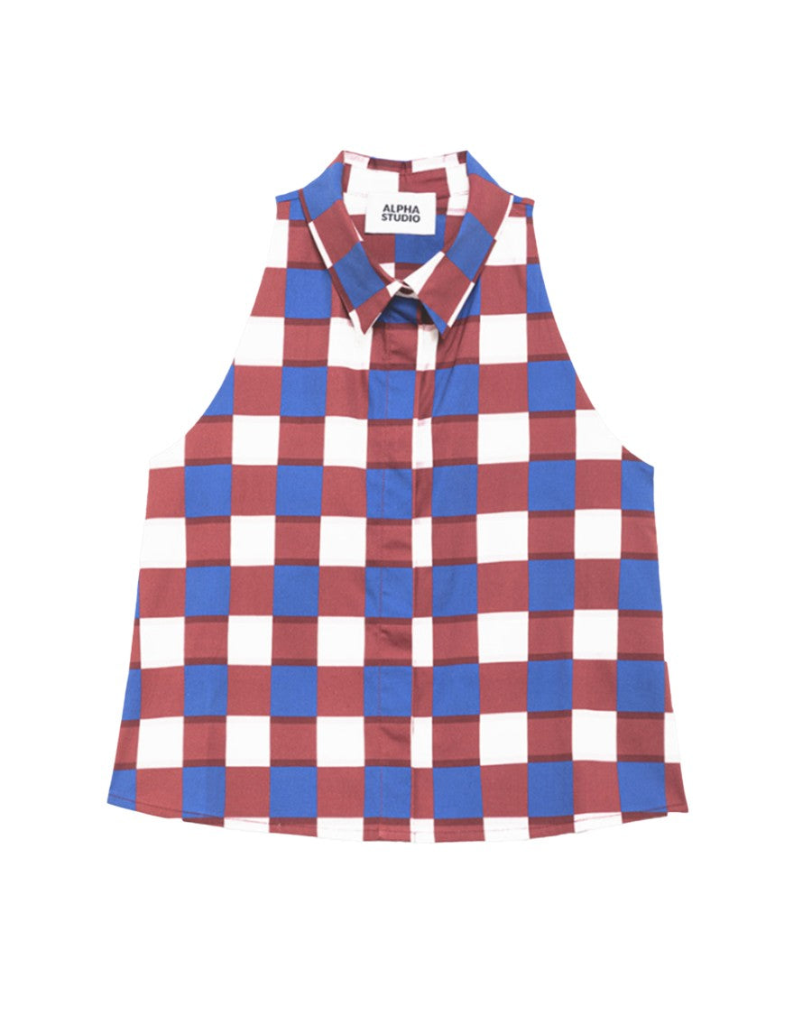 Alpha Studio Check Poplin Top